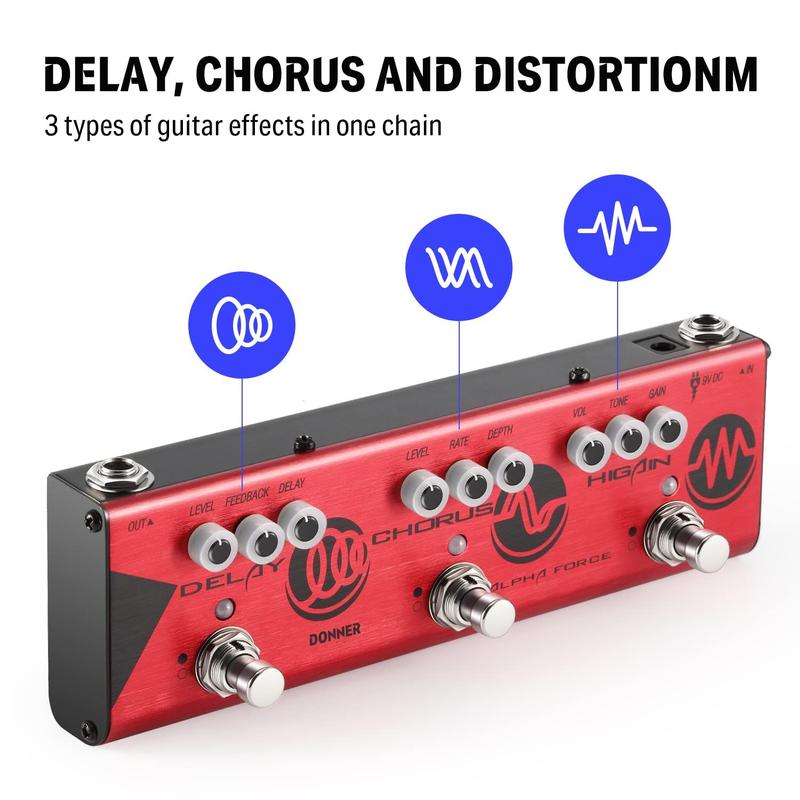 Donner alpha force マルチエフェクター 箱無し Pedal de efeito multi-guitarra Donner Alpha Force 3 em 1 com